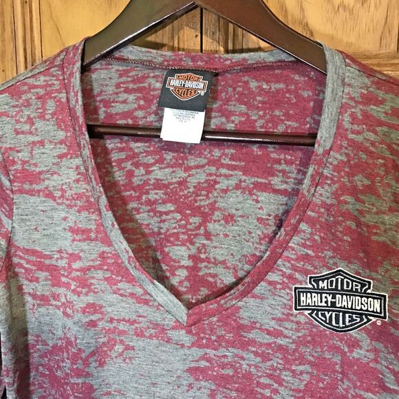 Harley-Davidson Motorcycle Tee Women's XL Embroidered Long Sleeve Biker T-Shirt - Picture 1 of 8